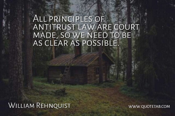 William Rehnquist Quote About Clear, Court, Law, Principles: All Principles Of Antitrust Law...