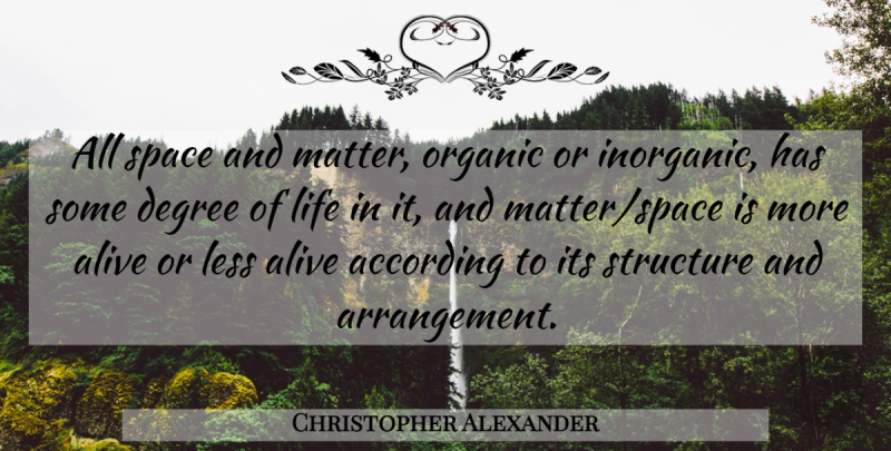 Christopher Alexander Quote About Life, Space, Alive: All Space And Matter Organic...