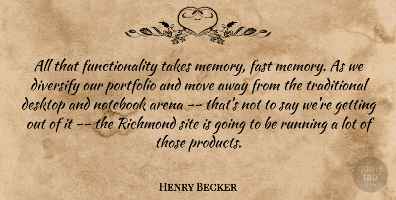Henry Becker Quote About Arena, Desktop, Fast, Memory, Move: All That Functionality Takes Memory...