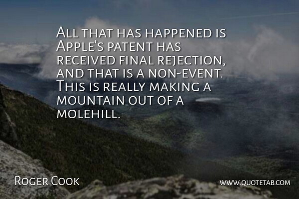 Roger Cook Quote About Final, Happened, Mountain, Patent, Received: All That Has Happened Is...