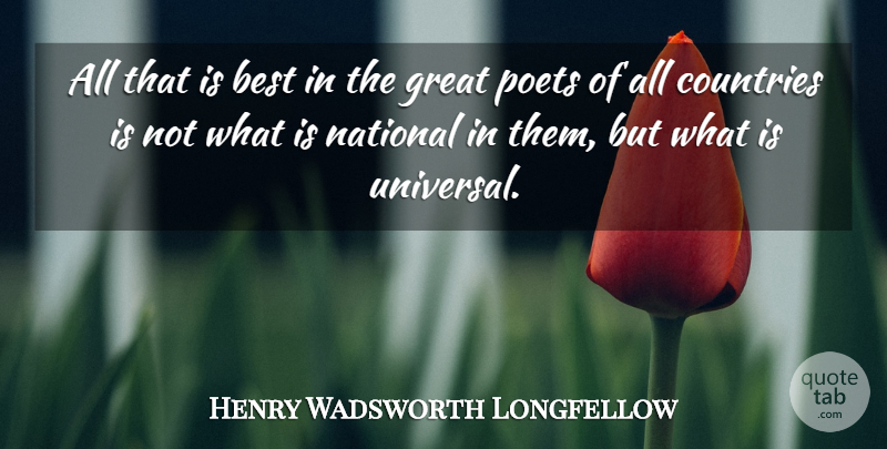 Henry Wadsworth Longfellow Quote About Country, Poet, Great Poet: All That Is Best In...