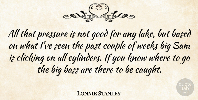 Lonnie Stanley Quote About Based, Bass, Clicking, Couple, Good: All That Pressure Is Not...
