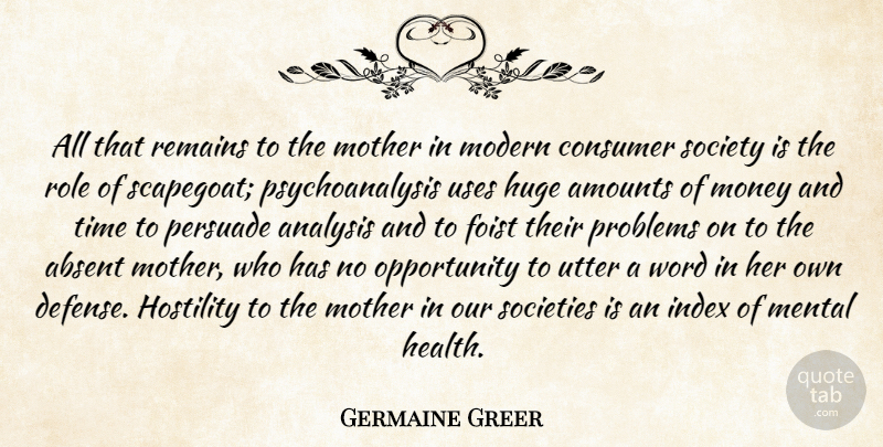 Germaine Greer Quote About Mom, Mother, Opportunity: All That Remains To The...