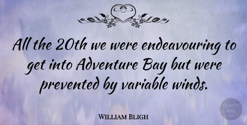 William Bligh Quote About Adventure, Wind, Variables: All The 20th We Were...