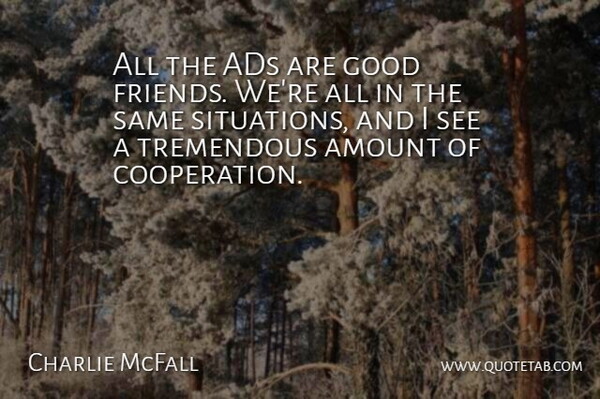 Charlie McFall Quote About Ads, Amount, Good, Tremendous: All The Ads Are Good...