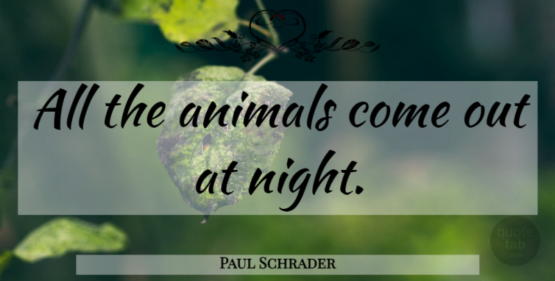 Paul Schrader Quote About Animal, Night: All The Animals Come Out...