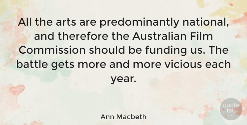 Ann Macbeth Quote About Art, Years, Battle: All The Arts Are Predominantly...