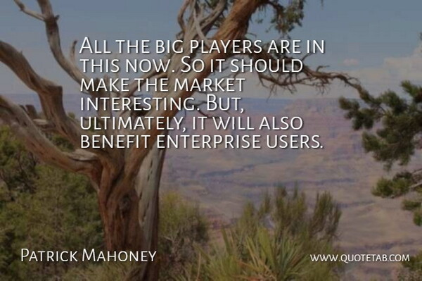 Patrick Mahoney Quote About Benefit, Enterprise, Market, Players: All The Big Players Are...