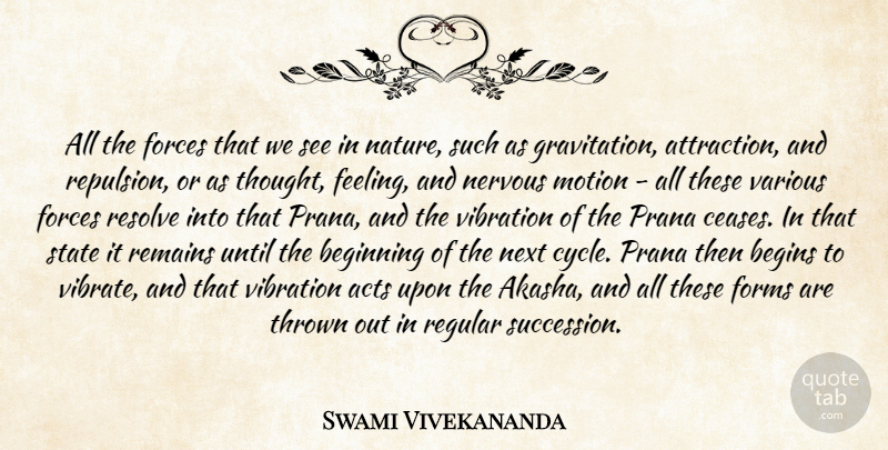 Swami Vivekananda Quote About Feelings, Next, Vibrations: All The Forces That We...
