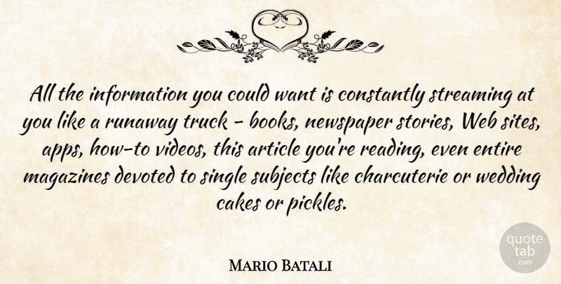 Mario Batali Quote About Wedding, Book, Reading: All The Information You Could...