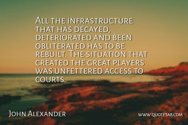 John Alexander Quote About Access, Created, Great, Players, Situation: All The Infrastructure That Has...