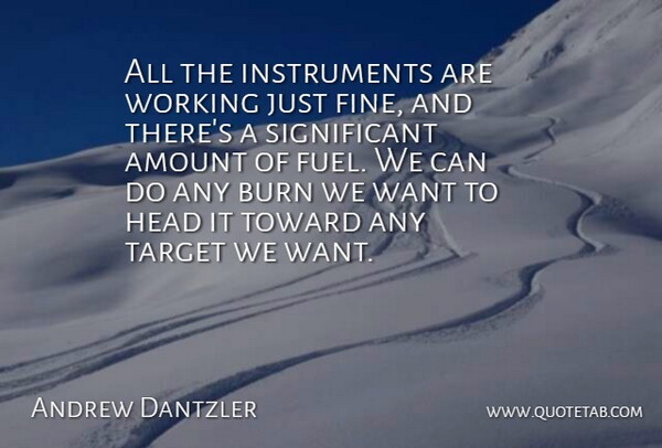 Andrew Dantzler Quote About Amount, Burn, Head, Target, Toward: All The Instruments Are Working...