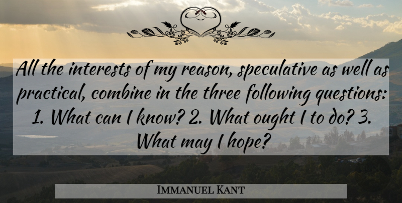Immanuel Kant Quote About Philosophy, Three, May: All The Interests Of My...