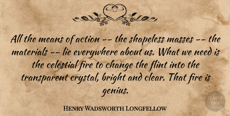 Henry Wadsworth Longfellow Quote About Lying, Mean, Fire: All The Means Of Action...