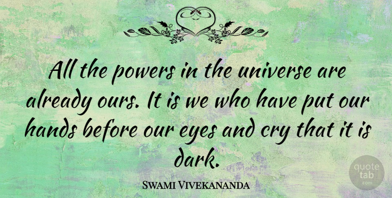 Swami Vivekananda Quote About Inspirational, Motivational, Eye: All The Powers In The...
