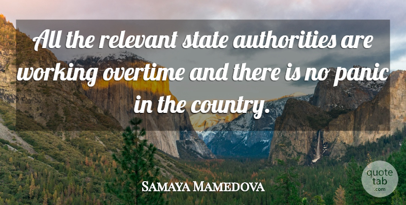 Samaya Mamedova Quote About Overtime, Panic, Relevant, State: All The Relevant State Authorities...