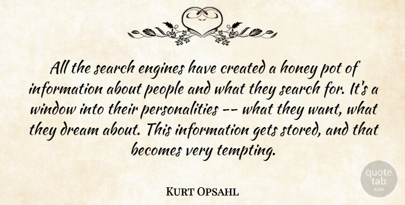 Kurt Opsahl Quote About Becomes, Created, Dream, Engines, Gets: All The Search Engines Have...