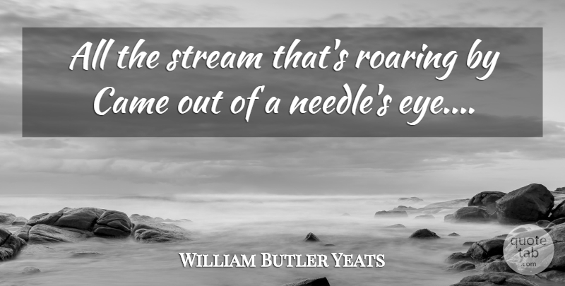William Butler Yeats Quote About Eye, Roaring, Needles: All The Stream Thats Roaring...