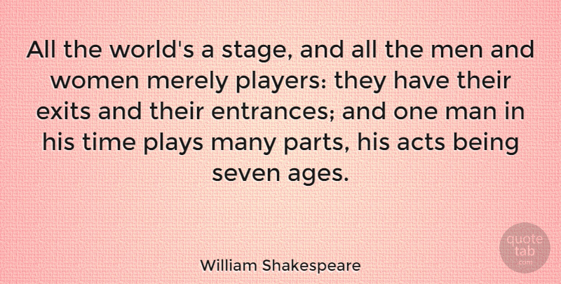 William Shakespeare Quote About Birthday, Time, Player: All The Worlds A Stage...