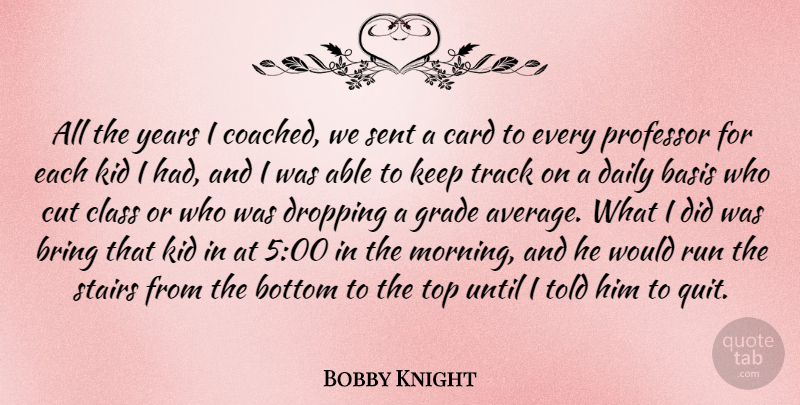 Bobby Knight Quote About Running, Morning, Kids: All The Years I Coached...