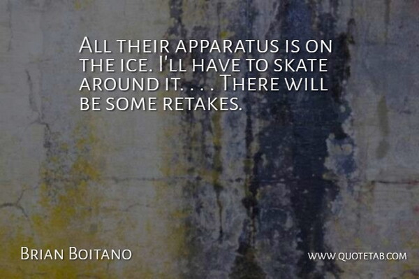 Brian Boitano Quote About Apparatus, Skate: All Their Apparatus Is On...