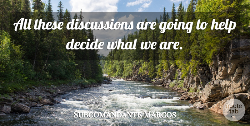 Subcomandante Marcos Quote About Decide, Help: All These Discussions Are Going...