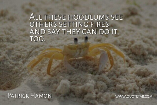 Patrick Hamon Quote About Fires, Others, Setting: All These Hoodlums See Others...