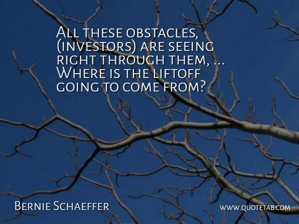 Bernie Schaeffer Quote About Obstacles, Seeing: All These Obstacles Investors Are...