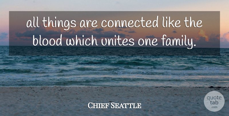 Chief Seattle Quote About Blood, Web Of Life, Animal Rights: All Things Are Connected Like...