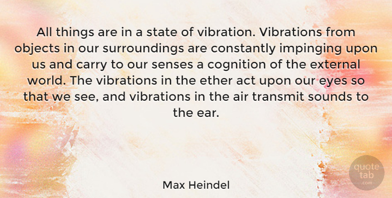 Max Heindel Quote About Carry, Constantly, Ether, External, Objects: All Things Are In A...