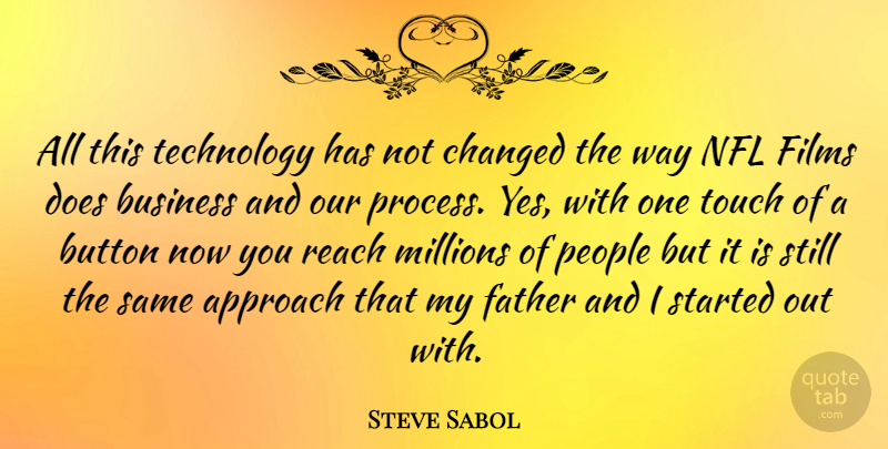 Steve Sabol Quote About Approach, Business, Button, Changed, Films: All This Technology Has Not...