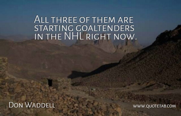 Don Waddell Quote About Starting, Three: All Three Of Them Are...