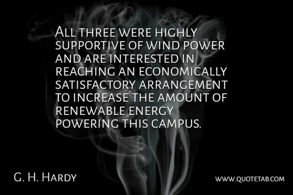 G. H. Hardy Quote About Amount, Energy, Highly, Increase, Interested: All Three Were Highly Supportive...