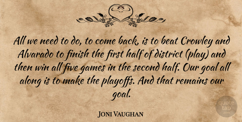 Joni Vaughan Quote About Along, Beat, District, Finish, Five: All We Need To Do...