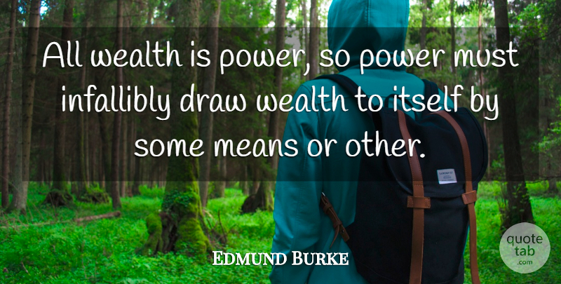 Edmund Burke Quote About Mean, Power, Politics: All Wealth Is Power So...