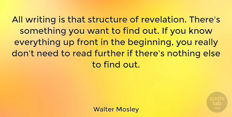 Walter Mosley Quote About Writing, Needs, Want: All Writing Is That Structure...
