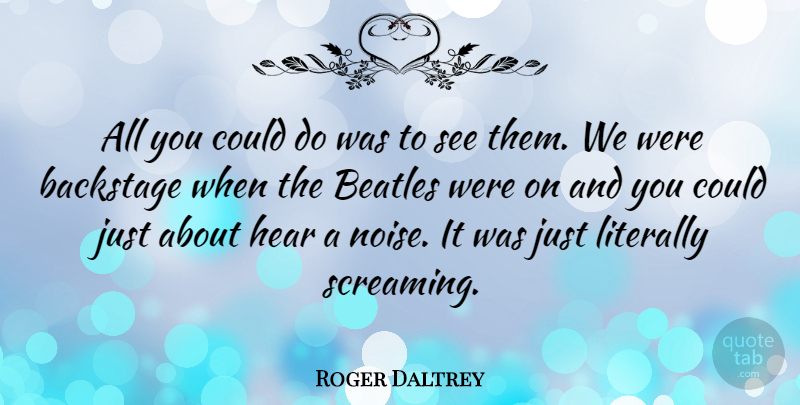 Roger Daltrey Quote About Noise: All You Could Do Was...