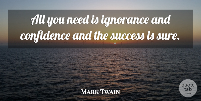 Mark Twain Quote About Success, Confidence, Congratulations: All You Need Is Ignorance...