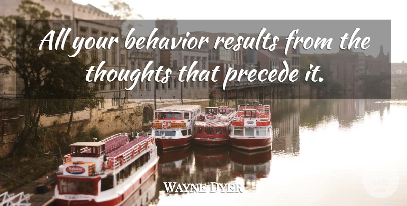 Wayne Dyer Quote About Attitude, Behavior, Results: All Your Behavior Results From...