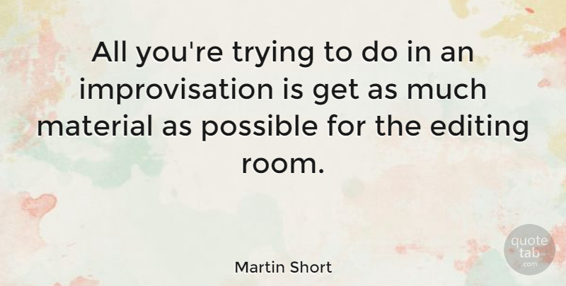 Martin Short Quote About Editing, Trying, Rooms: All Youre Trying To Do...