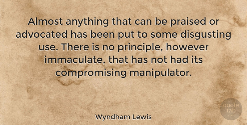 Wyndham Lewis Quote About Purpose, Use, Principles: Almost Anything That Can Be...