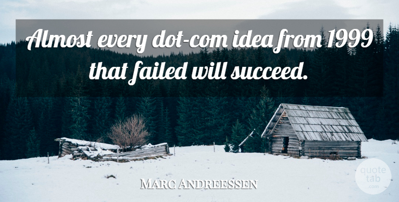 Marc Andreessen Quote About Ideas, Dots, Succeed: Almost Every Dot Com Idea...