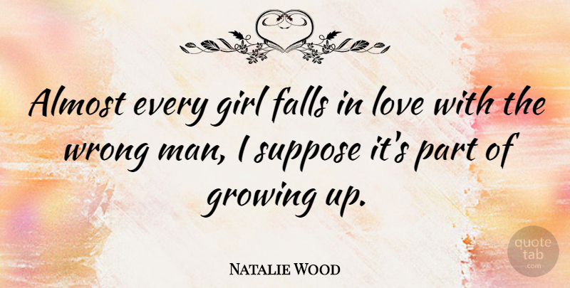 Natalie Wood Quote About Love, Girl, Growing Up: Almost Every Girl Falls In...