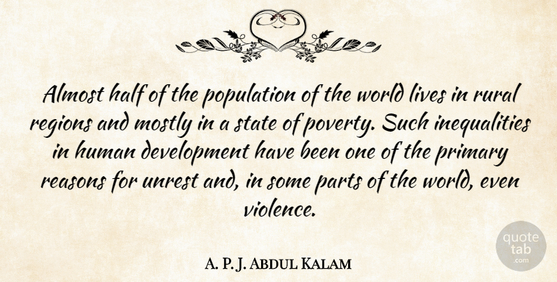 Abdul Kalam Quote About Development, Unrest, Half: Almost Half Of The Population...