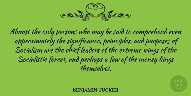 Benjamin Tucker Quote About Kings, Wings, Leader: Almost The Only Persons Who...