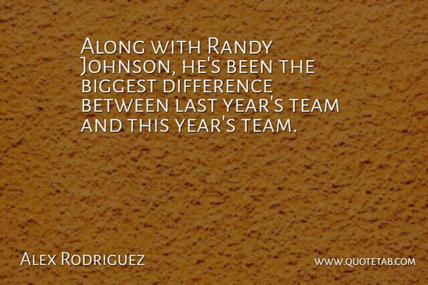 Alex Rodriguez Quote About Along, Biggest, Difference, Last, Randy: Along With Randy Johnson Hes...