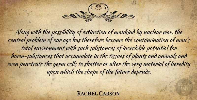 Rachel Carson Quote About War, Animal, Men: Along With The Possibility Of...