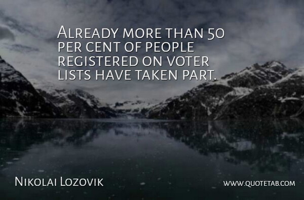 Nikolai Lozovik Quote About Cent, Lists, People, Per, Registered: Already More Than 50 Per...