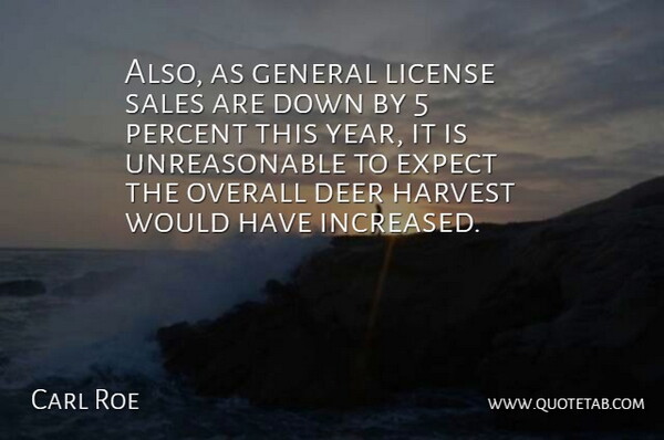 Carl Roe Quote About Deer, Expect, General, Harvest, License: Also As General License Sales...