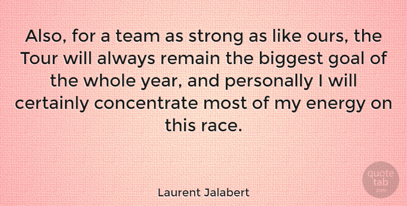 Laurent Jalabert Quote About Biggest, Certainly, Energy, French Athlete, Personally: Also For A Team As...